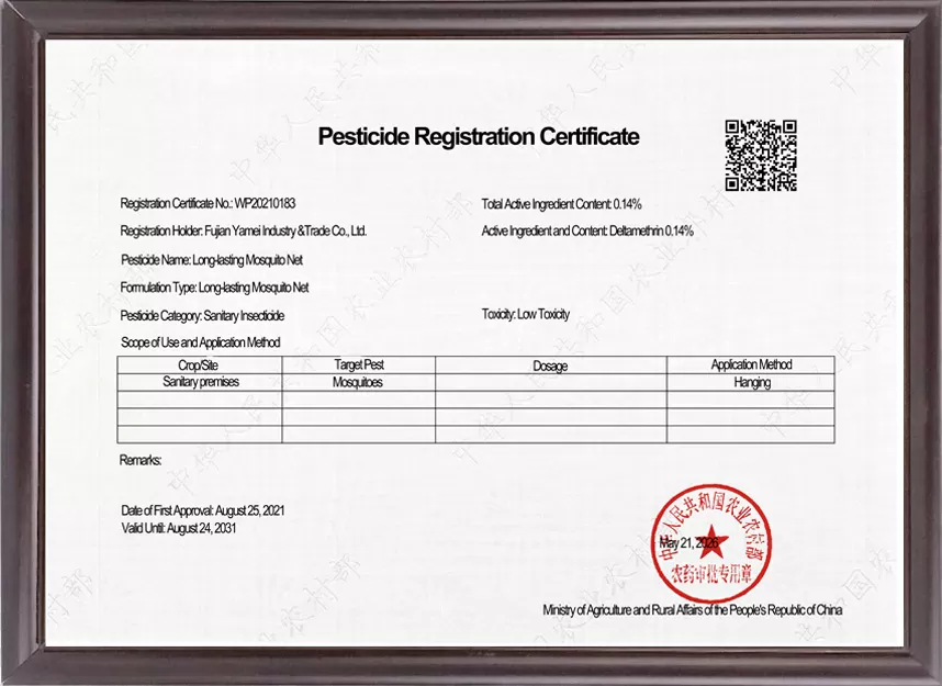 Pesticide Registration Certificate